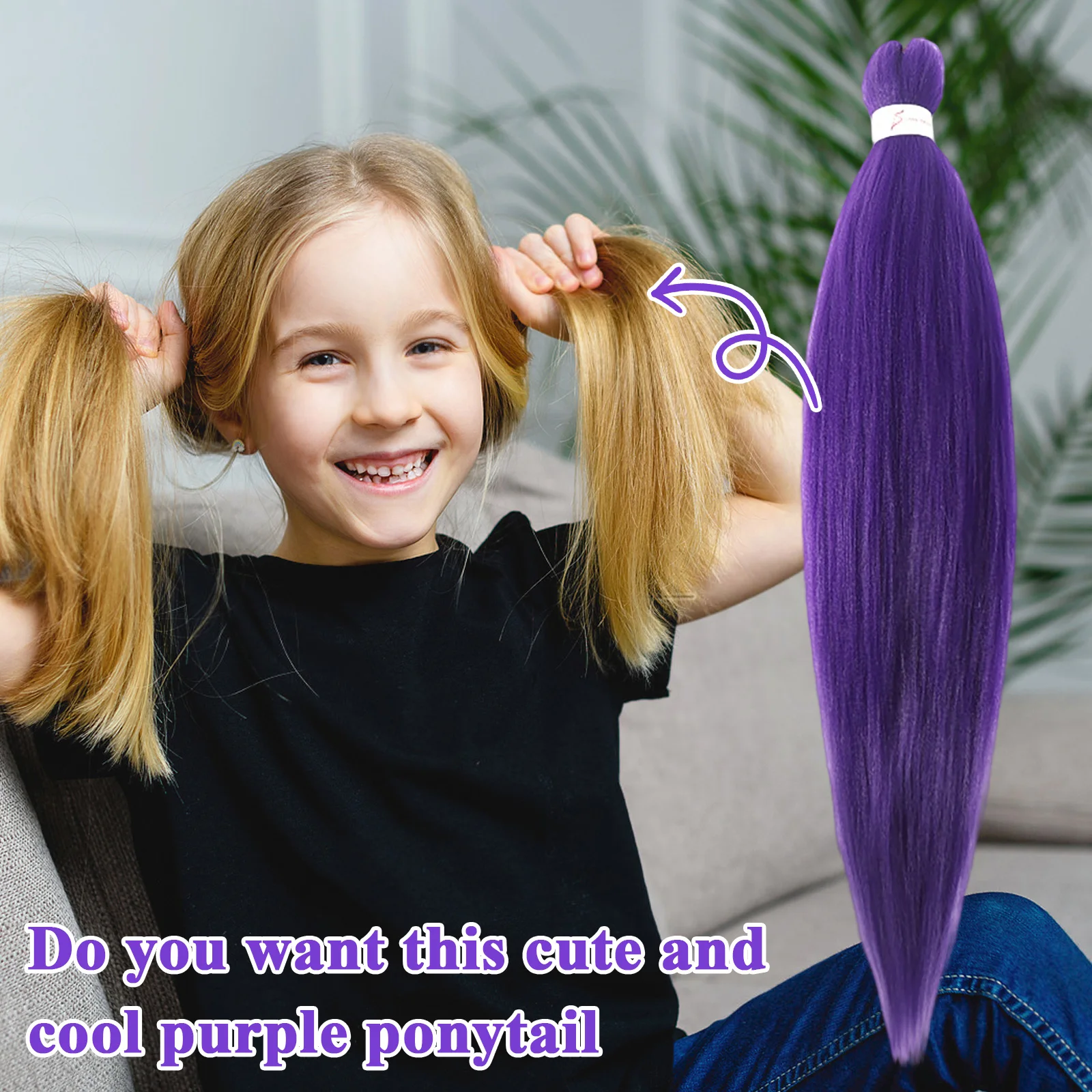 Purple Long Braiding Hair Costume Cosplay Pre Stretched Braiding Hair Synthetic Extensions For Braids Stage Party Christmas