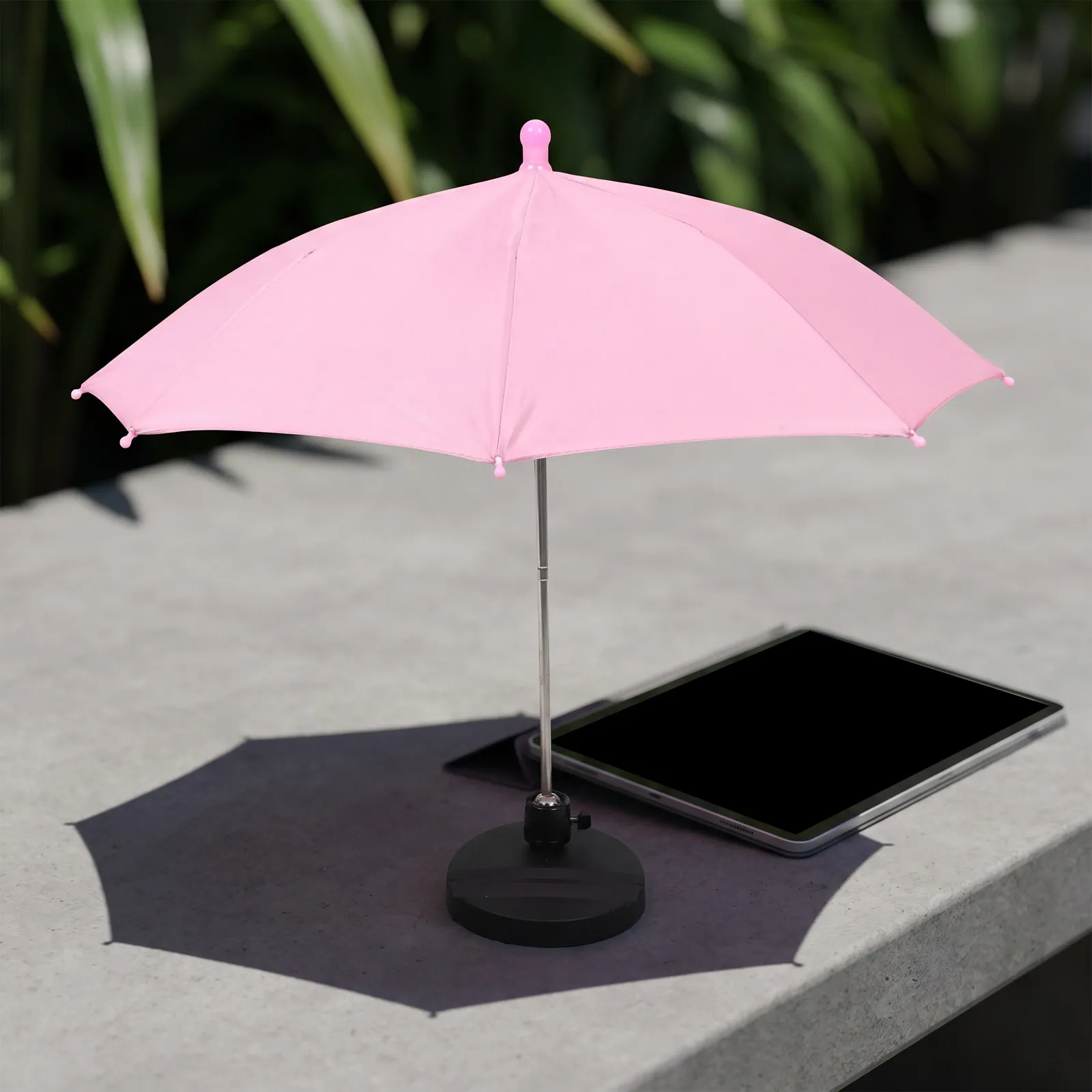 Mini Desk Umbrella Phone Sun Shade for Home Office Glare Protection Blue Fabric Canopy Round Base