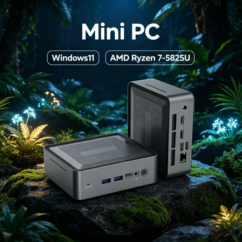 

Mini PC WiFi6 BT5.2 Blithe U58 Mini PC AMD Ryzen 7 5825U DDR4 3200 M.2 SSD HDD Windows 11 Pro Corporate Light Gaming PC
