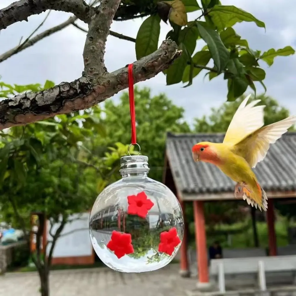 Three Hole Hummingbird Feeder Visible Flower Shape Bird Hanging Water Feeder Durable Rainproof Birds Water Dispenser