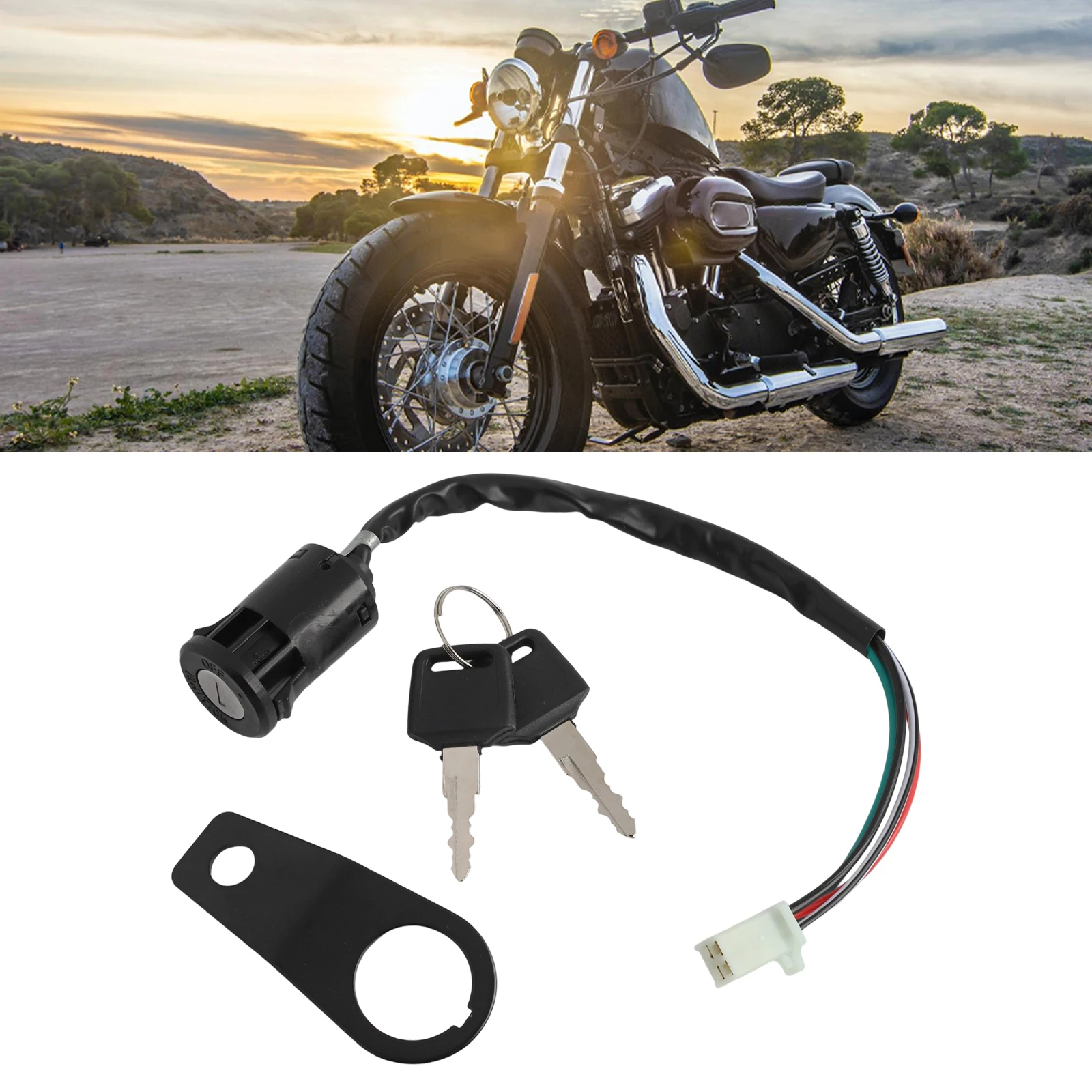 Motorcycle Ignition Switch Lock Key With Holder On/Off Ignition Switch For ATV 50cc- 90cc 110cc 150cc Motorcycle Accessories