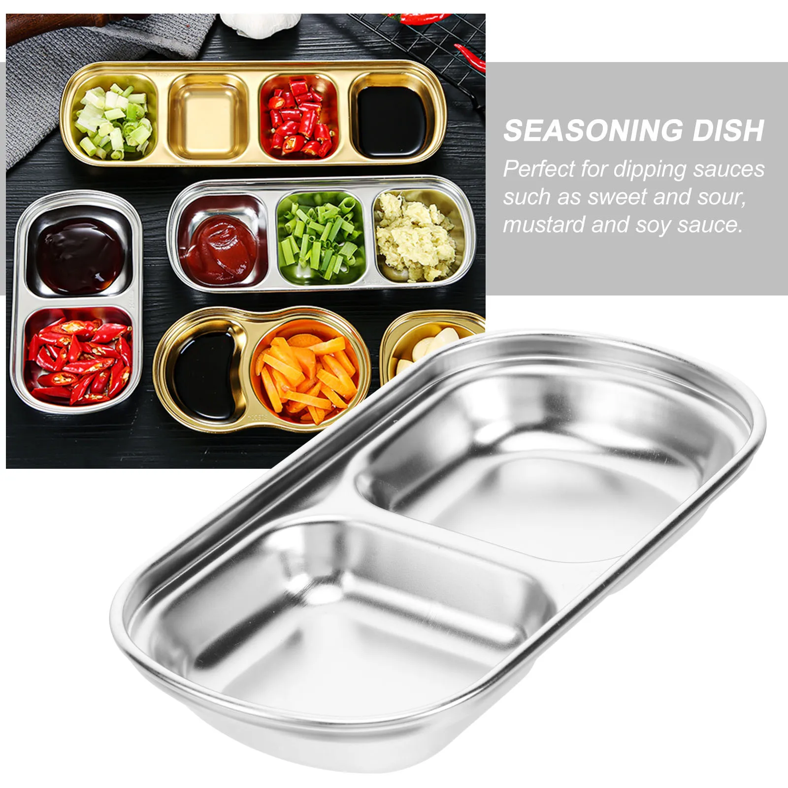 

Stainless Steel Saucer Soy Sauce Dish Food Restaurant Saucers Butter Divided Plate Child Small Dishes Dessert Appetizer