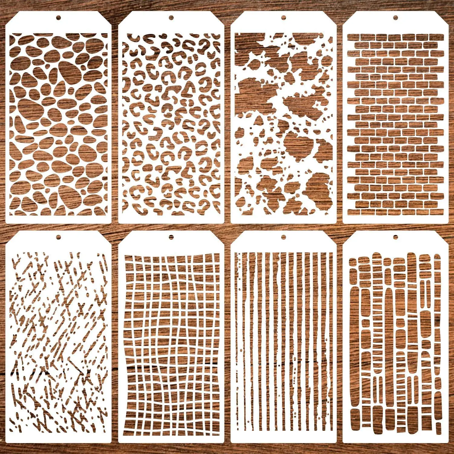 8Pcs/Set 24cm Footprint Dot Brick Net DIY Layering Stencils Painting Scrapbook Coloring Embossing Album Decorative Template