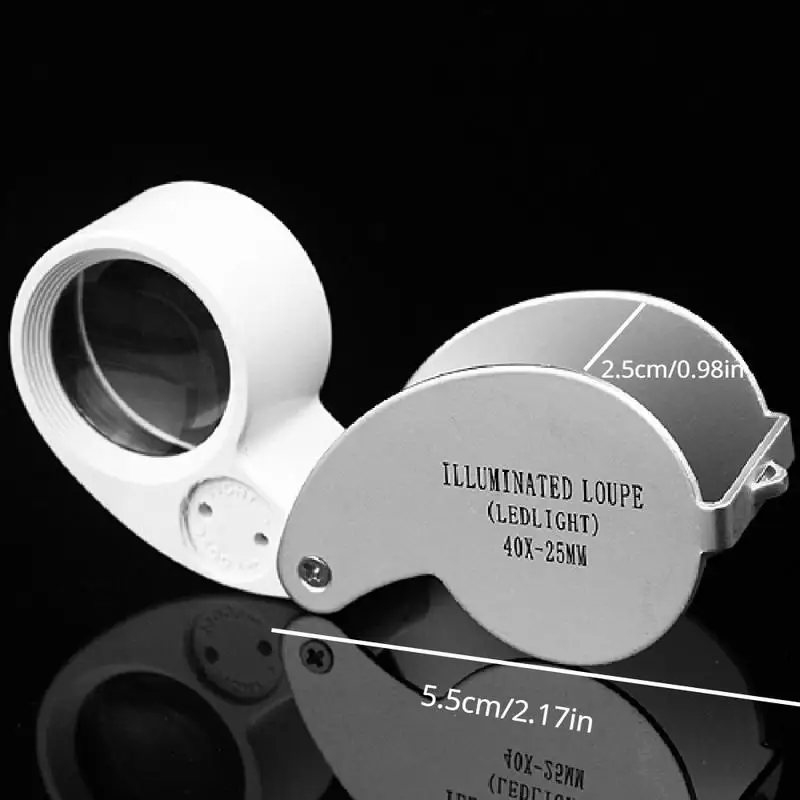 Factory Price Mini 40X Retractable Magnifying Illuminated LED Light Jeweler Loupe Folding Magnifier
