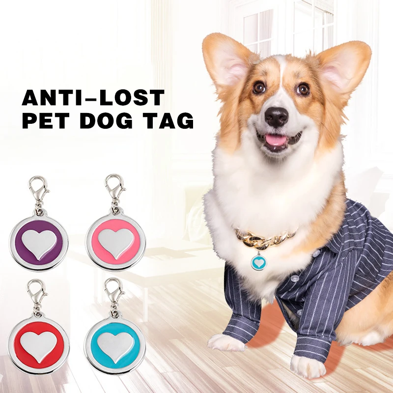 Cute Love Models Can Be Lettered Dog Tag Metal Pet Dog Tag Anti-lost Lettering Pet Dog Tag Custom Logo Keychain Pet Accessories