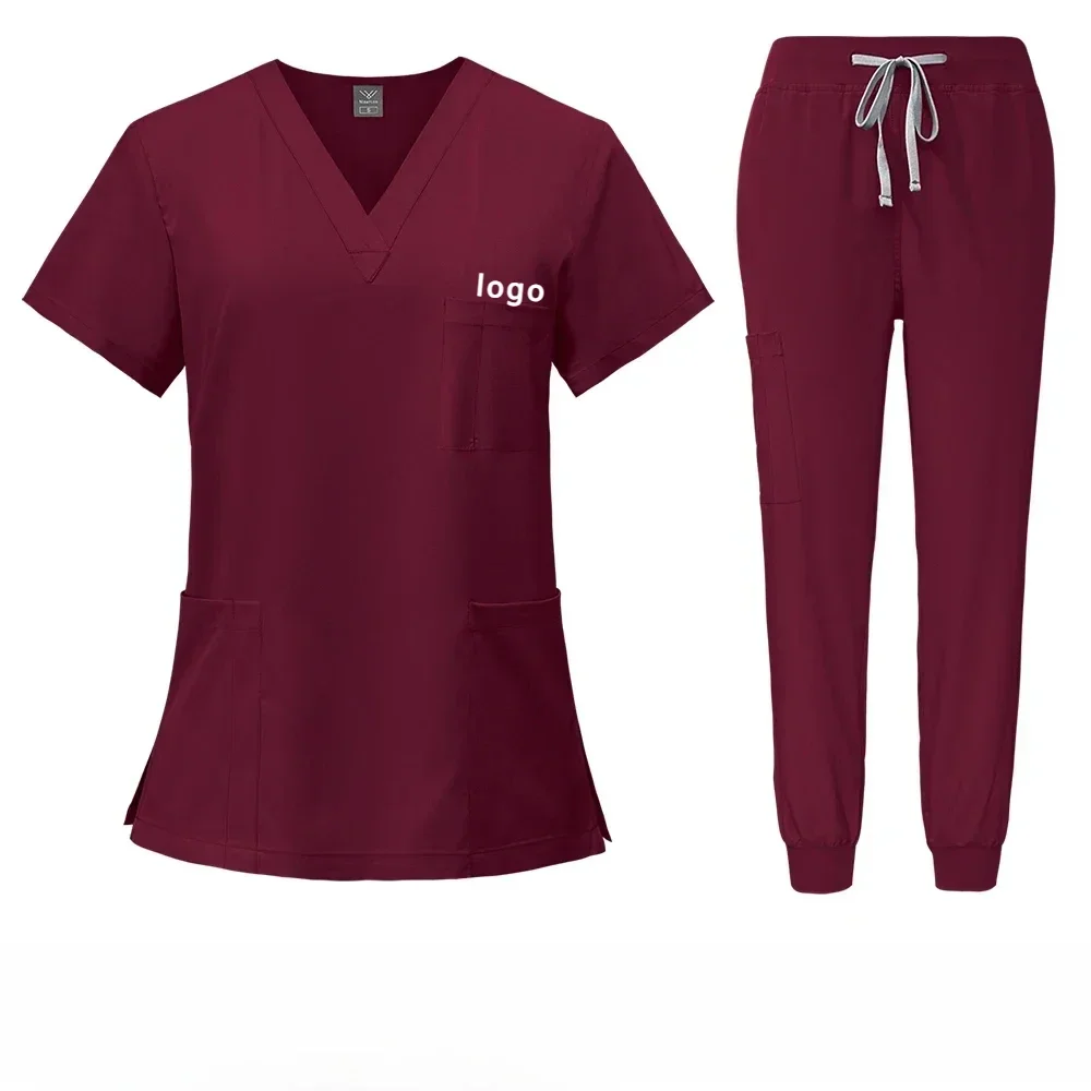 Customizable LOGO Medical Scrubs Uniform Women Scrub Sets Nursing Hospital Surgery Gowns Dental Clinic Beauty Salon Workwear