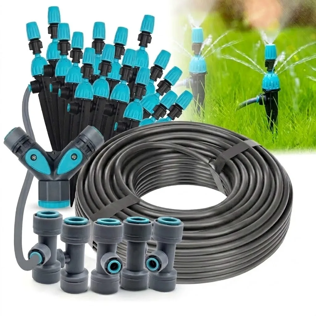 2 in 1 Misting Quick Connect Sprinkler 360 Adjustable Micro Dripper Sprayer Garden Irrigation Watering System with 12mm PE Hose