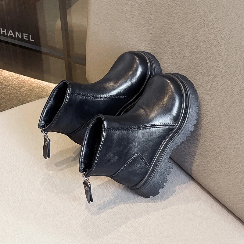 أحذية أطفال جديدة للخريف والشتاء للبنات، أحذية فردية، أحذية كبيرة، أحذية قصيرة مع الصوف، أحذية جلدية للفتيات