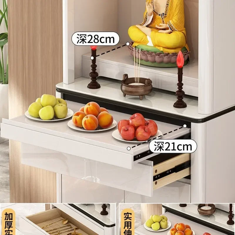 Modern Buddhist Shrine Cabinet Household Offering Table Small Altar Stand for God of Wealth Incense Burner Home Decor Storage