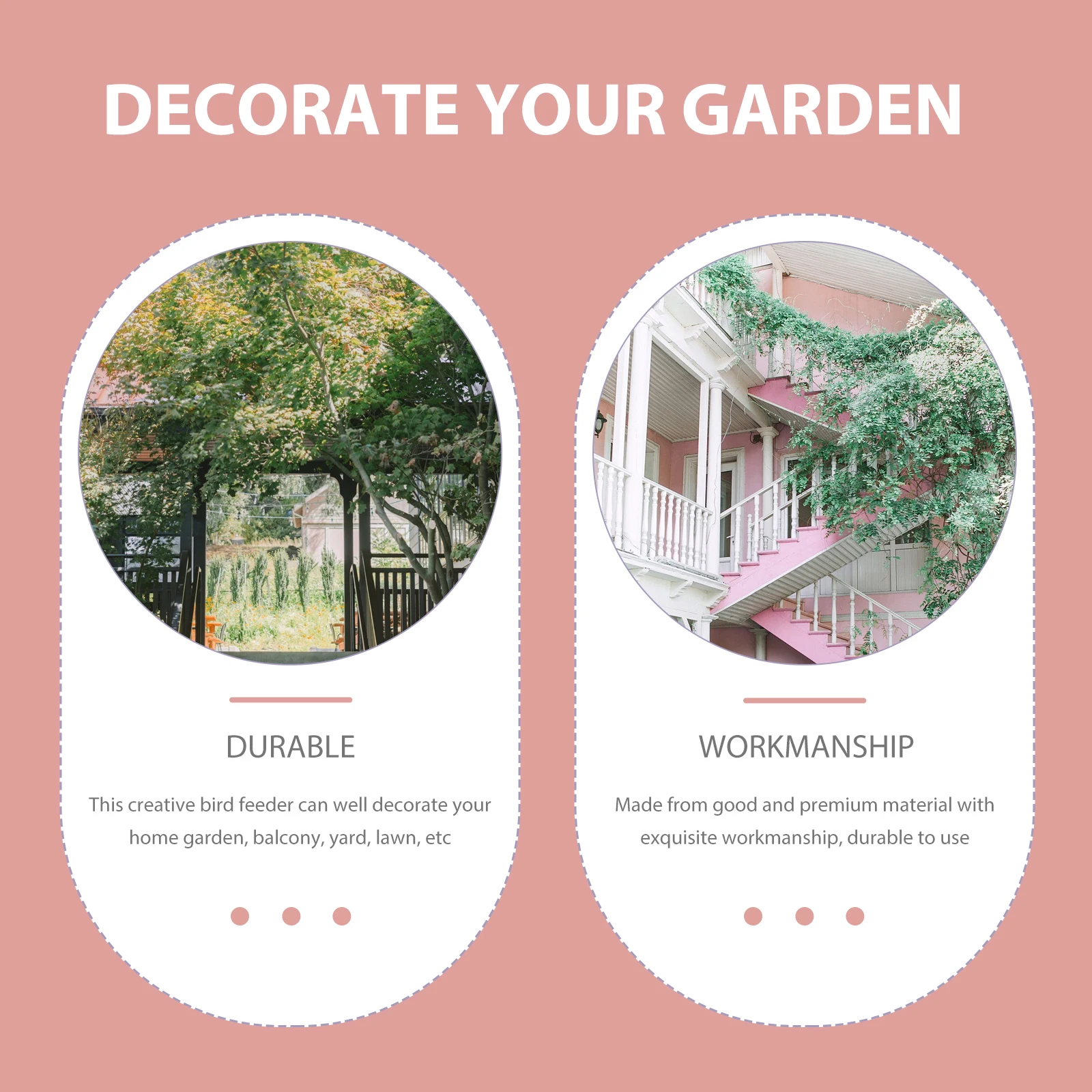 

Outdoor Hanging Bird Feeder Pink Multi functional Food Container Durable Smooth Easy Clean Garden Lawn Decor Pet Supplies