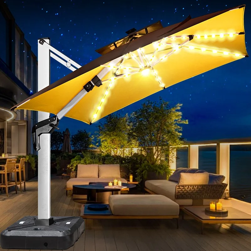 [ZUOAN Top5 Factory]8000PCS Yearly Sell New Arrival Garden/Hotel/Coffee Shop/Outdoor Parasol Solar Power Light Outdoor Umbrella