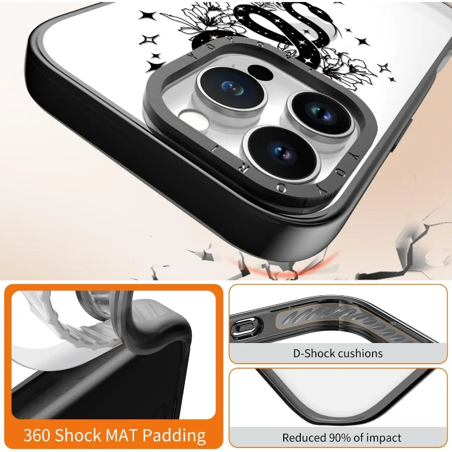 iPhone 16 Pro ケース - [6.6フィートの軍事グレード落下保護] [剥がれ防止技術] クリアブラックTPUバンパーケース (A Snake)