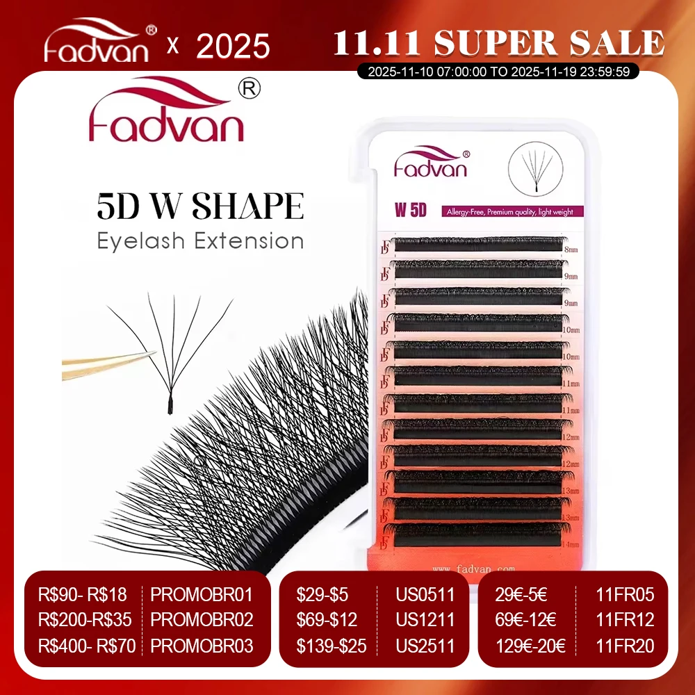 Fadvan 5D W シェイプまつげソフトフェイクミンクまつげエクステンション用品