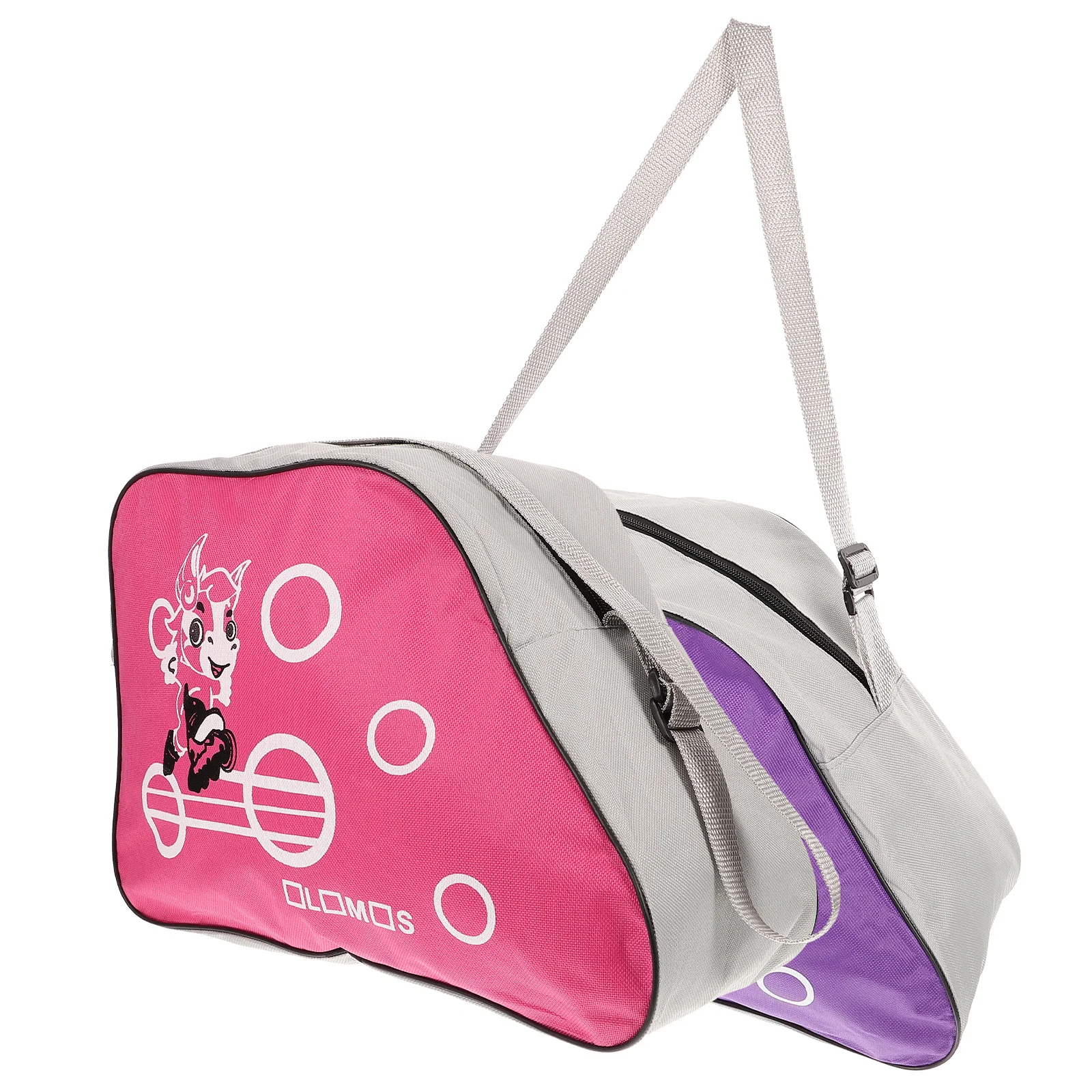 2 قطعة حقيبة التزلج الدوارة المحمولة أكسفورد الأحذية الرياضية تخزين الأرجواني الوردي التزلج اكسسوارات حامل الأحذية سستة دائم #5