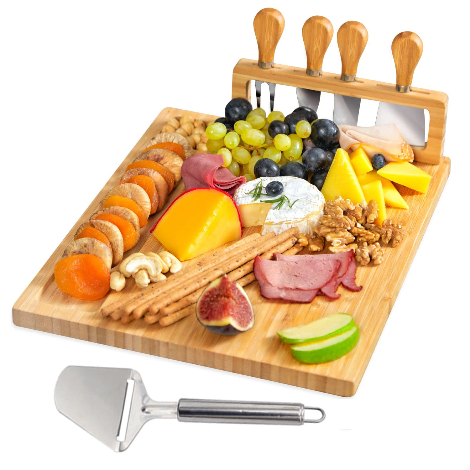 Bambus-Käsebrett und Charcuterie-Bretter-Set und Serviertablett für Fleisch und Wein, Brautparty, Einweihungsgeschenke, neues Zuhause