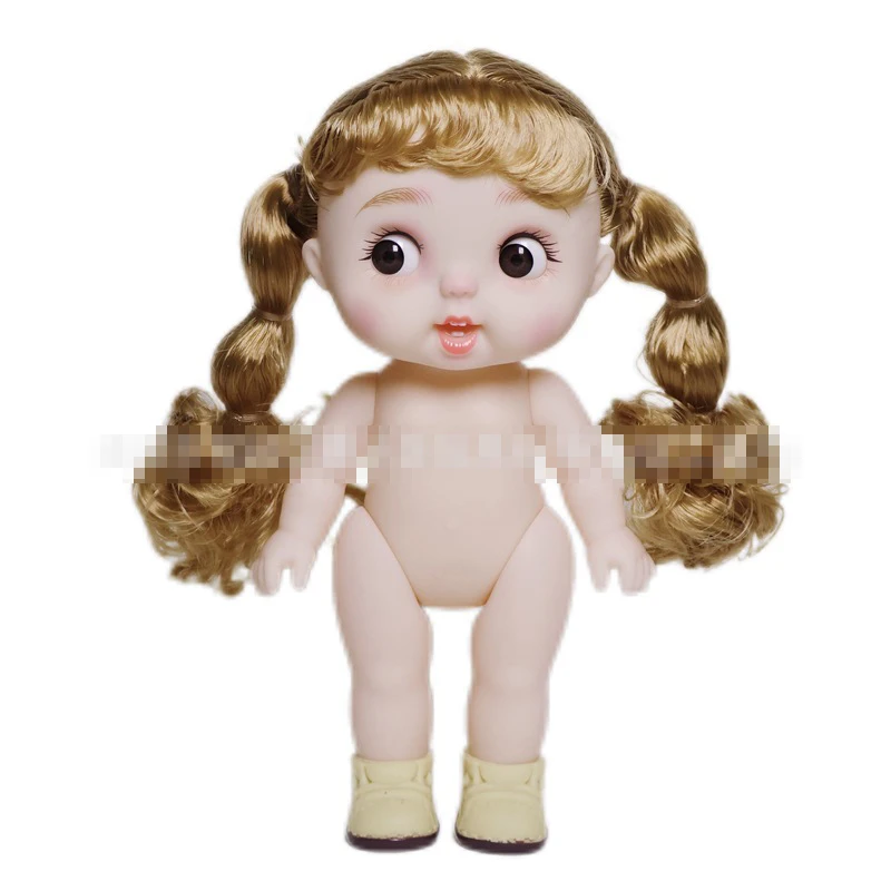 Cute 26cm BJD Doll Vinyl Body 3D Simulation Purple Eyes Nude Doll Girl Play House DIY Dress Up Accessories Birthday Gift Toys