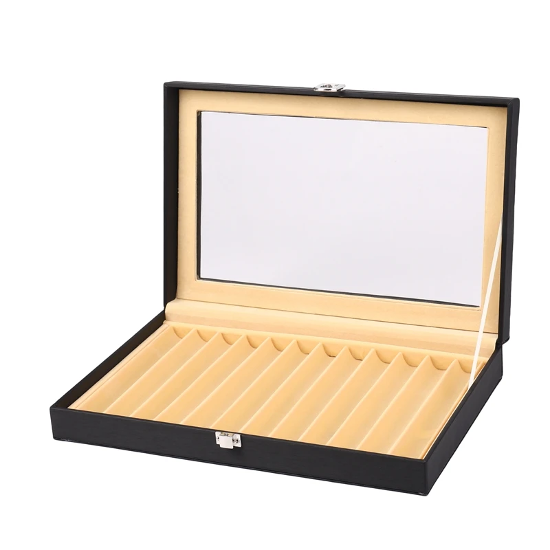 PU Leather Display Pen Storage Box, Caixa de caneta 12, Lápis