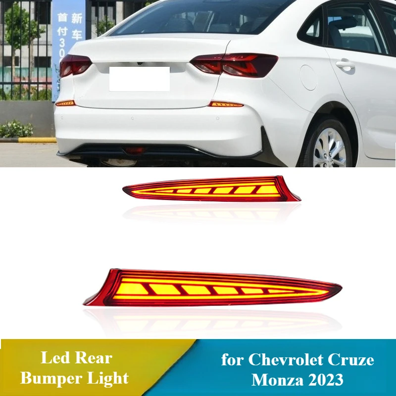 

Для Chevrolet Cruze Monza 2023 2 шт. светодиодный отражатель заднего бампера DRL противотуманная фара динамический поворотный сигнальный стоп-сигнал 12 В дневные фонари