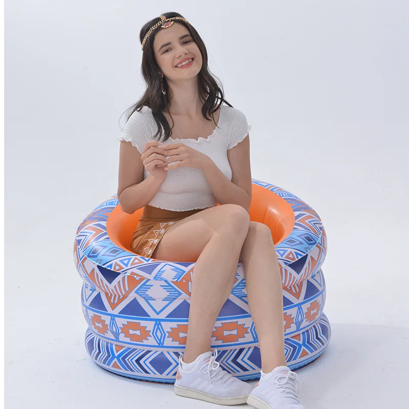 Outdoor Terrace Garden Inflatable Sofa Foldable Single Leisure Sun Loungers Beach Armchair Double Portable Lazy Folding Air Sofa