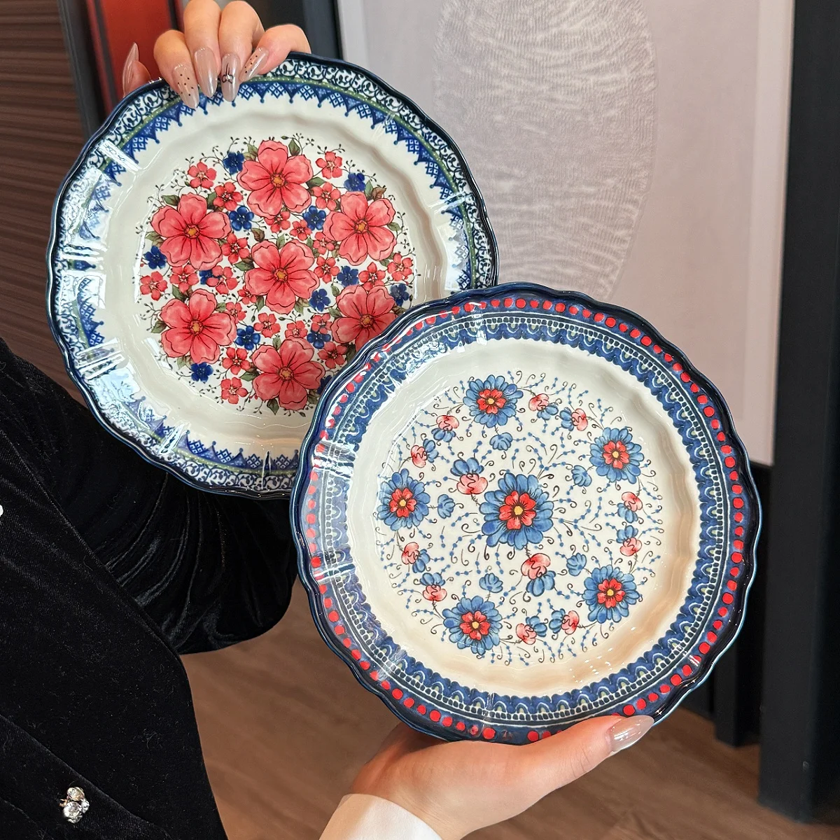 

Retro Cerc Dinnerware 8 Inch Deep Plate round ape Flat Plate for Home Use Breakfast Or Dinner Fi Course