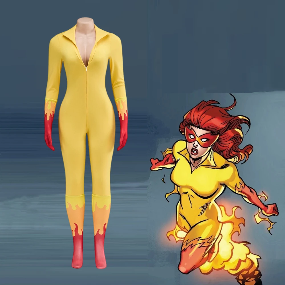 أزياء أنيمي أنجليكا التأثيرية للنساء فانتازيا أصفر عميق على شكل حرف V بدلة قتالية للهالوين بدلة خارقة لحفلات الكرنفال #1
