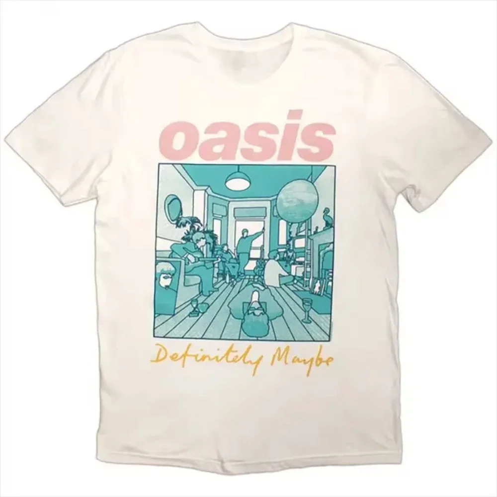 

European and American Trendy Brand Oasis Oasis Band Rock Music Retro Casual Men Women Cotton Loose American Short-sleeved Tshirt