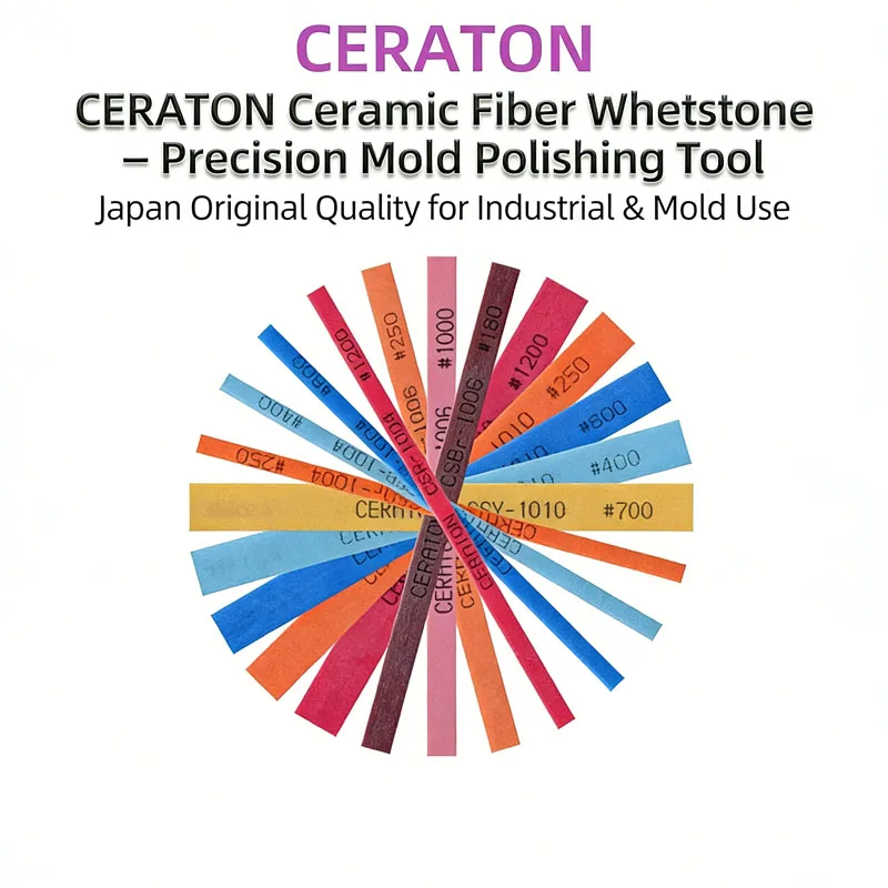 CERATON Ceramic Fiber Whetstone, 1004/1006/1010 for Mold Polishing, Industrial Grade Abrasive Stick for Deburring & Finishing