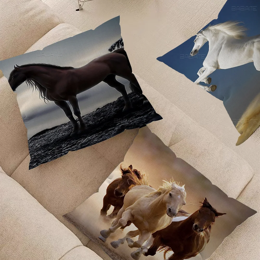 Beautiful Horse Personalized Picture Text Home Decorative Pillows Household Gifts 45x45cm