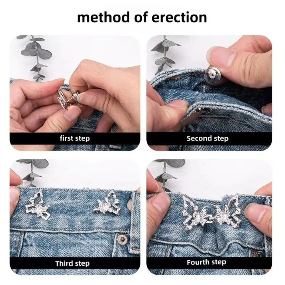 Five Pointed Star Jeans Buttons Adjustable Butterfly Waist Buckle Waist Tightening Tool Fixed Belt Buckles Dress Decoration