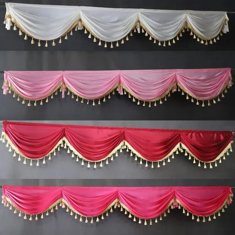 

Wedding Stage Background Gauze Curtains for Store Stair Handrail Decoration Valance Tent Wave Curtain Head Living Room Party