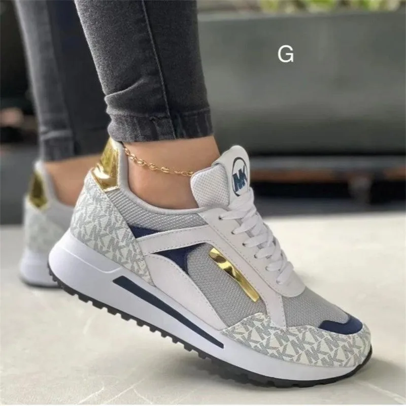 Tamanho grande primavera moda respirável leve casual confortável sapatos femininos versátil fundo plano sapatos esportivos femininos