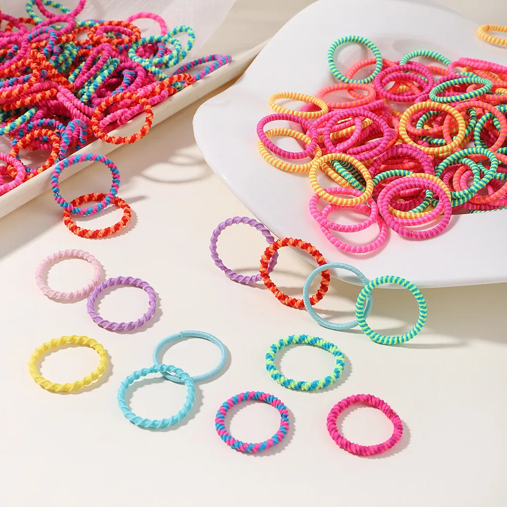جديد 100 قطعة العصابات الشعر فتاة لون الحلوى شريط مطاطي مرن رباط شعر الأطفال الطفل عقال Scrunchie إكسسوارات الشعر
