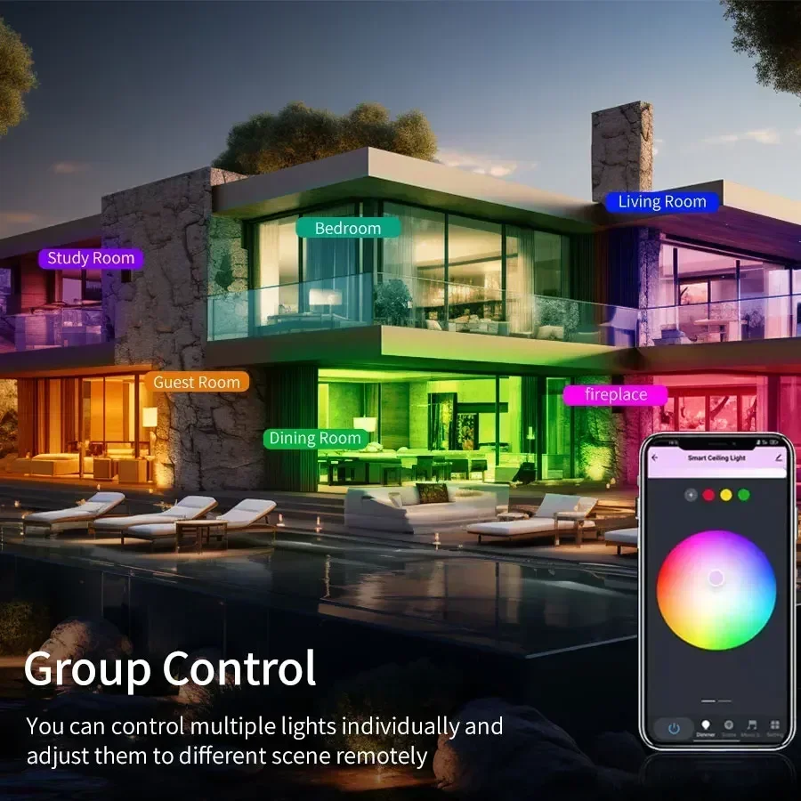 AC85-265V Tuya WiFi Smart LED Deckenleuchte 24W RGB Deckenleuchte Schlafzimmer Wohnkultur Sprachsteuerung Funktioniert mit Alexa Google Hause