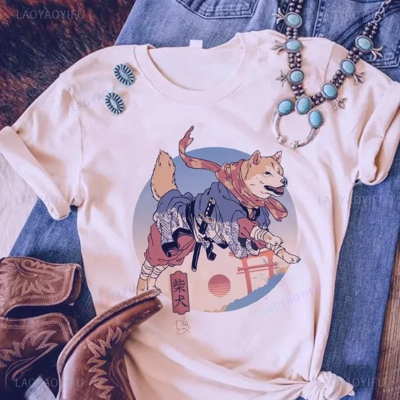 Shiba inu camisa amante do cão padrão de impressão animal filhote de cachorro camiseta estilo retro unisex gola redonda topos estilo velha escola algodão t