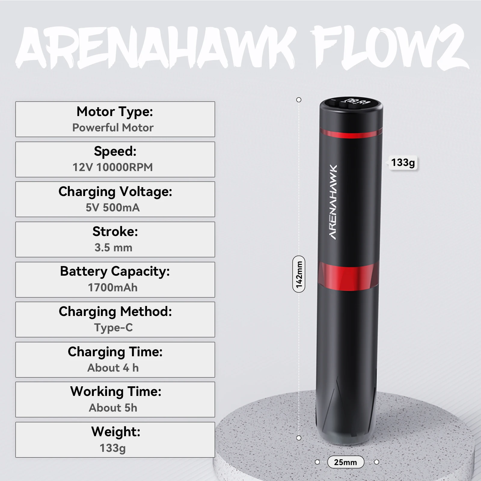 Macchina per tatuaggi, penna rotativa ricaricabile Dragonhawk Flow 2 per trucco e arte permanenti