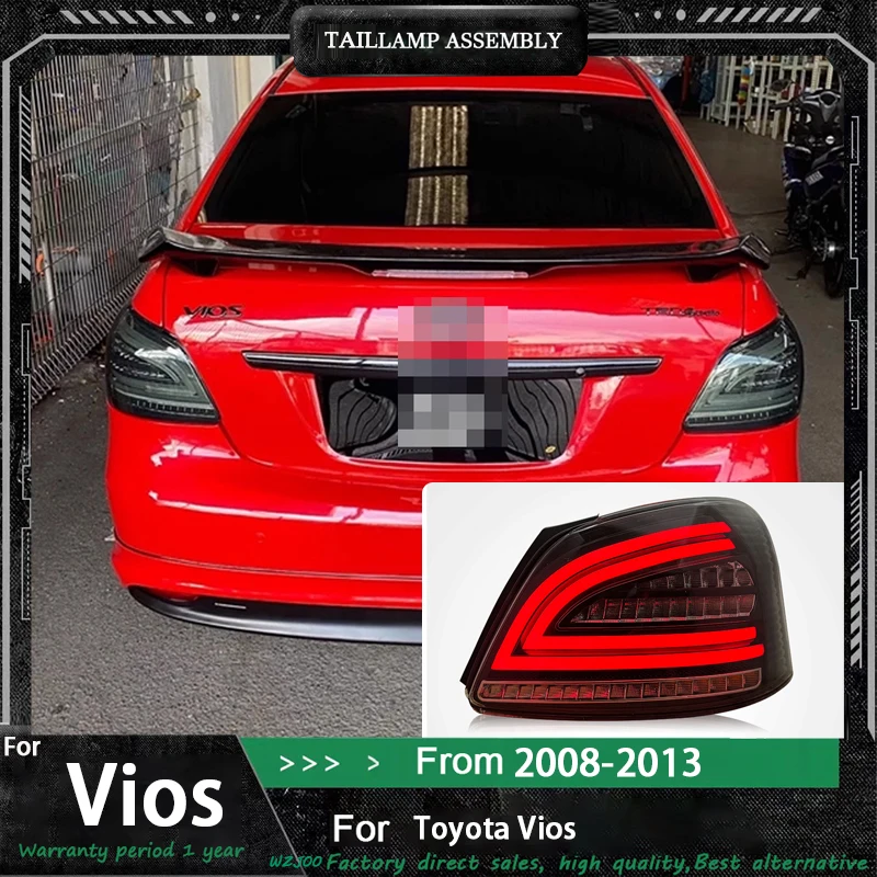 For Toyota VIOS 2008-2013 Modified LED Taillights 2 Pieces Rear Tail Light Auto Lamp with Start-up Animation Dynamic Turn Signal