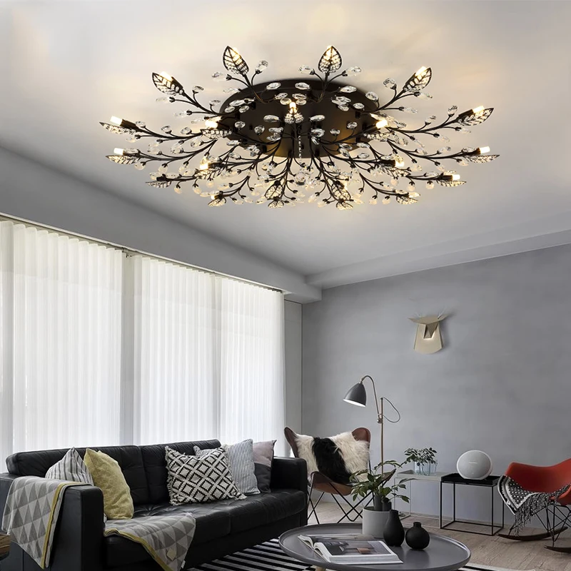 

YUNYI Luxury Iron Crystal Ceiling Lamp Design Indoor Decoration Living Dining Room Led Crystal Celling Chandelier