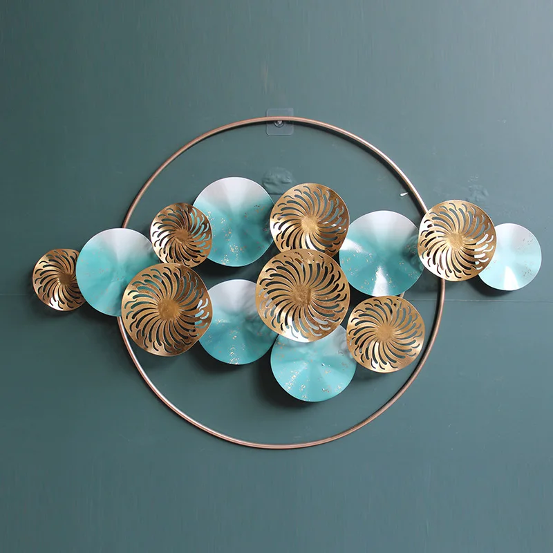 Hot-selling ginkgo biloba hanging European wrought iron  hanging hotel living room wall metal hanging