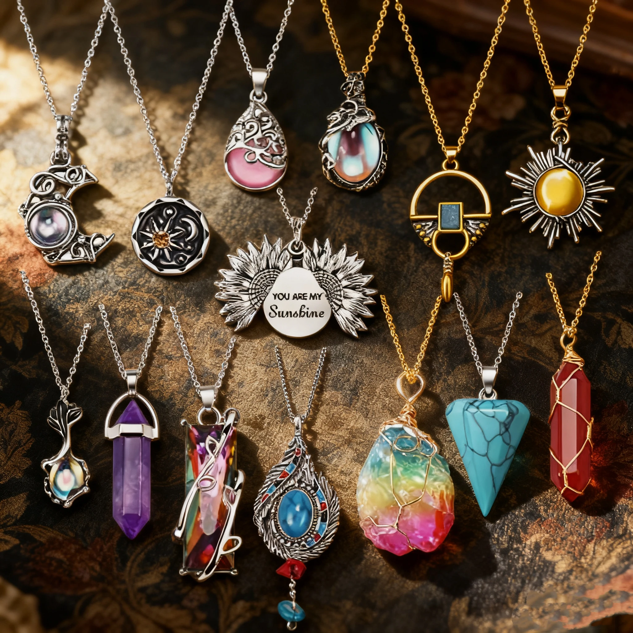 

7 Sets of Energy Crystal Kits - Nerve Line Repair Quartz Necklace - Daylight and Moonlight Pendant Necklace