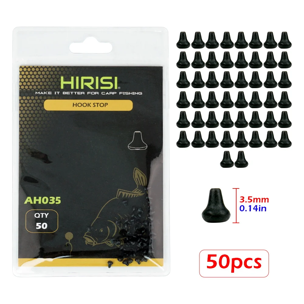 Hirisi 50-teiliges Angelhaken-Stopper-Set, Weiche Gummi-Endstopper für Karpfenangeln, 4 Farben, Angelzubehör