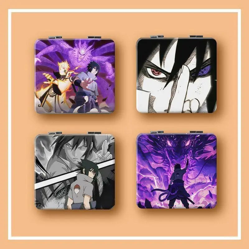 Naruto Anime Makeup Mirror Portable Double Sided Folding Compact Flip Cover Mirror for Students Dormitory College Custom Gift
