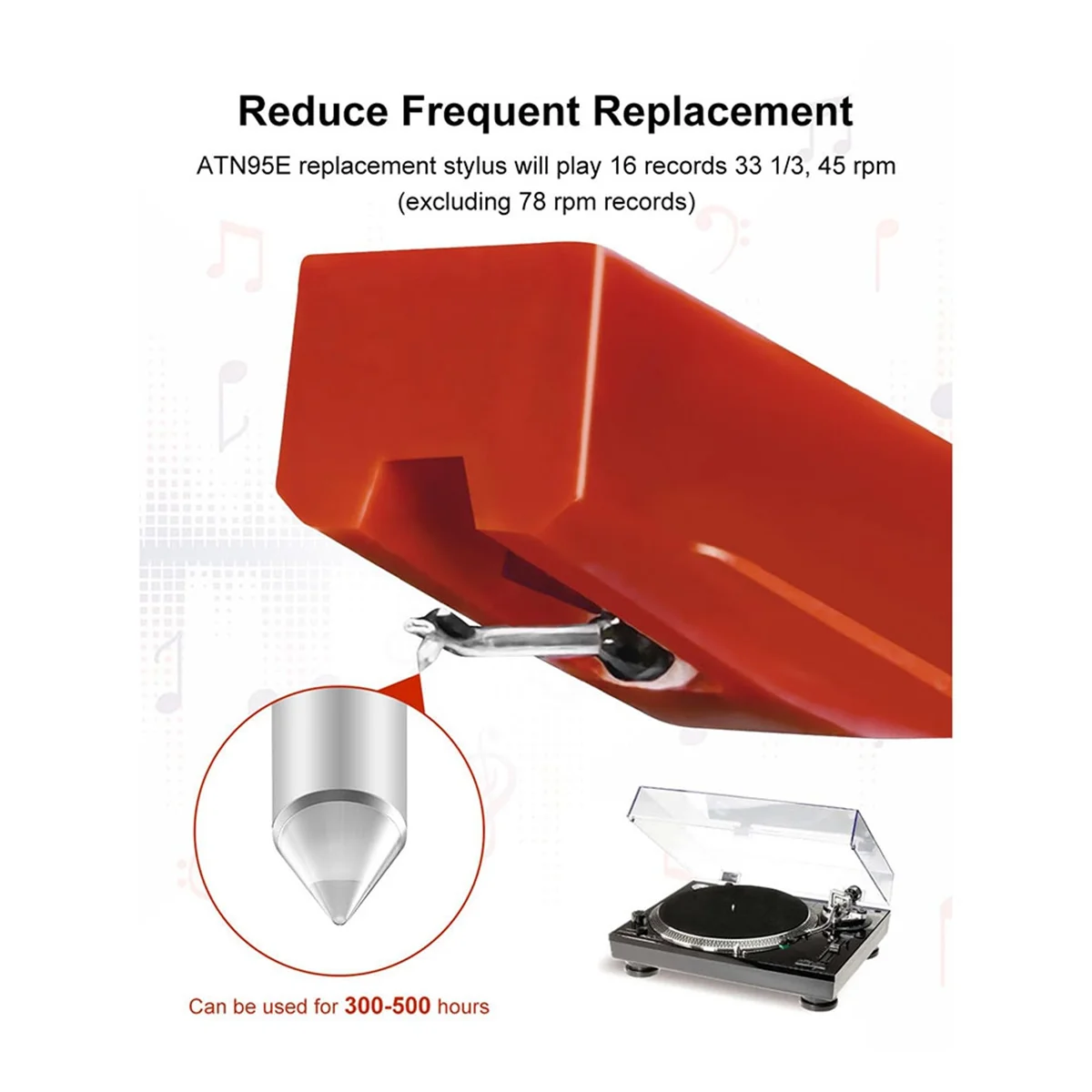 Imagem -04 - Record Player Agulha Diamante Substituição Stylus Atn95e para At-lp120-usb e Vários Rotadores Modelo at Vermelho