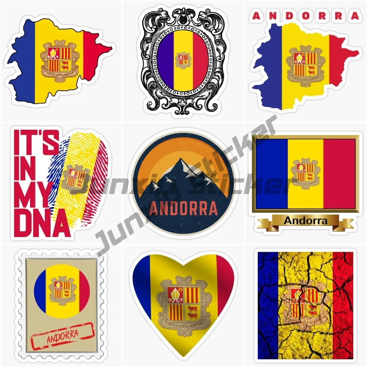 

Creative AND Andorran Flag, National Emblem, Map, Car Stickers Suitable for Car Body Vinyl PVC Self-adhesive Waterproof Stickers