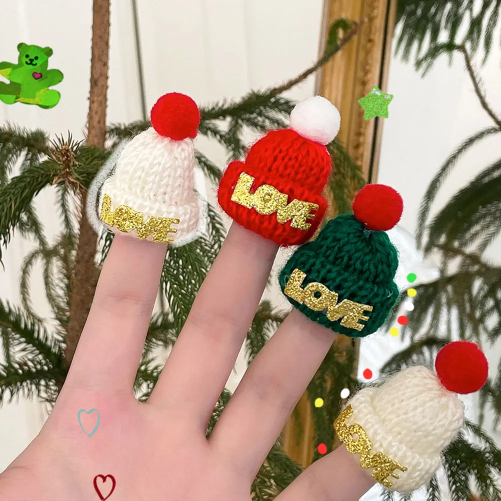 

Mini Santa Hat Craft Christmas Knitted Hats Festival Holiday Tiny Party for Kids Decorations