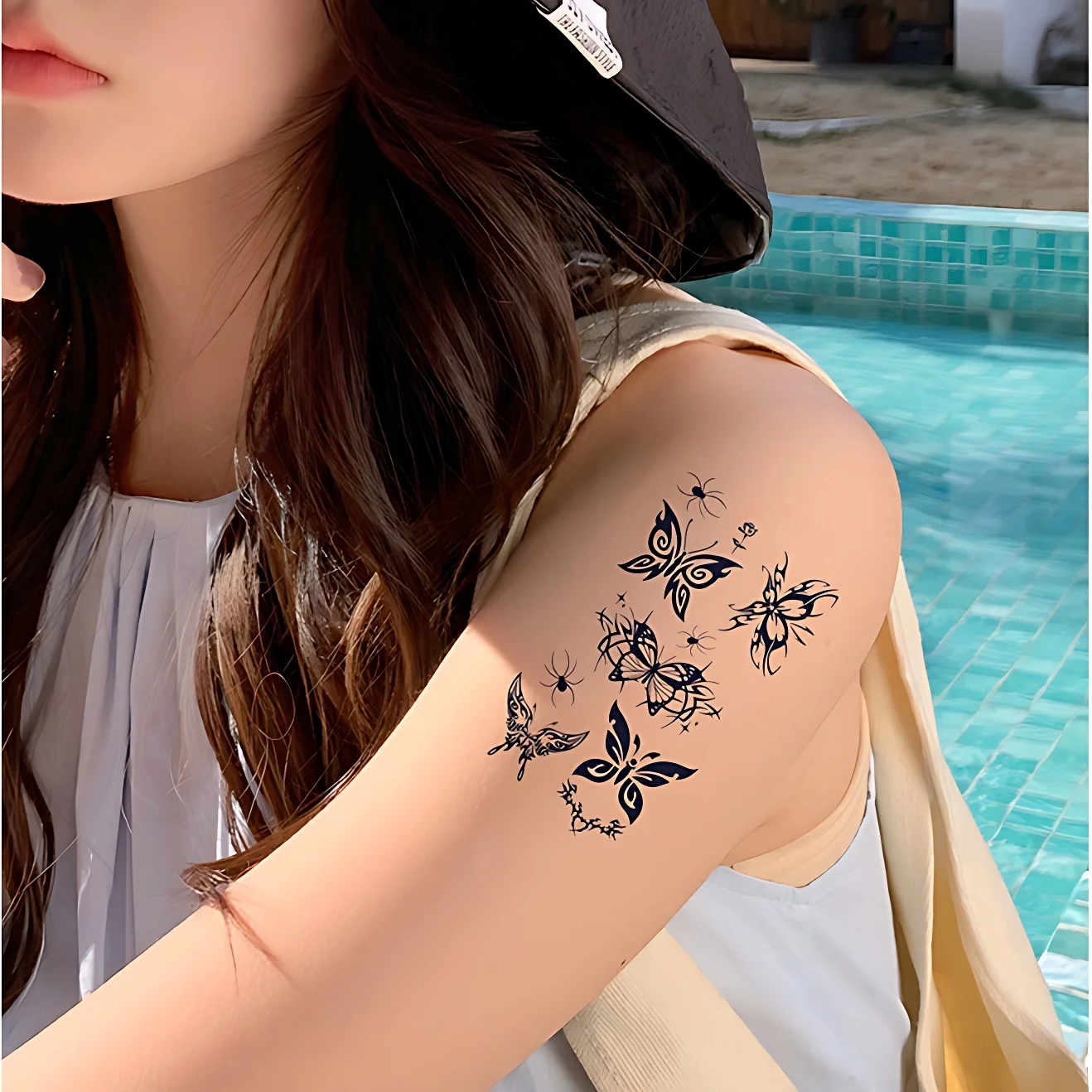 30pcs Semi Permanent Temporary Tattoos Waterproof Women Men Letters Love Cross Totem Butterfly Herbal Fake Tatoo for Hands Wrist