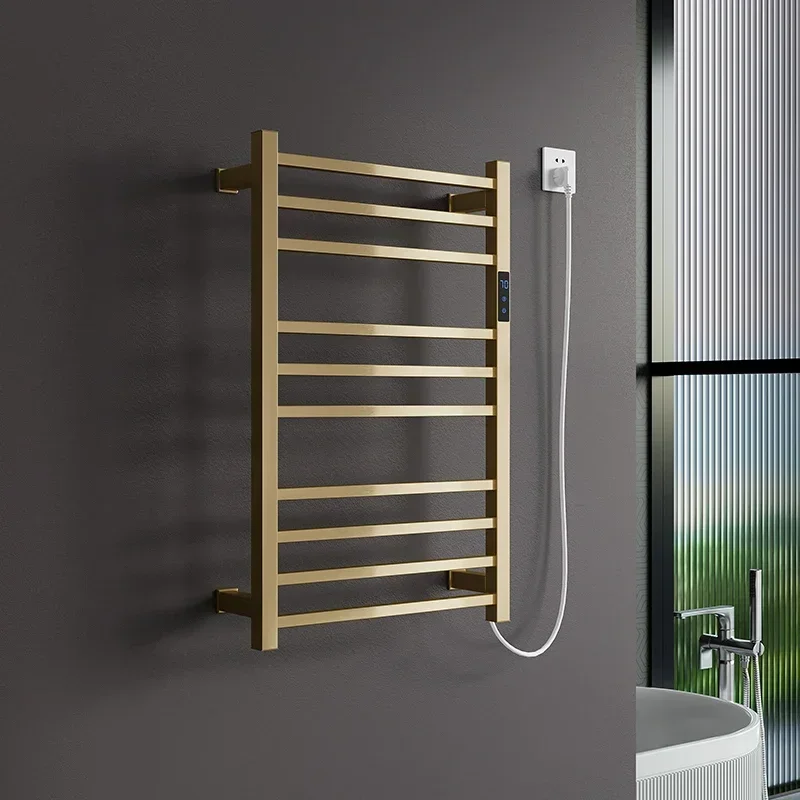 Electric Towel Warmer Chrome Color,Electric Towel Rail,Hidden Wire,Electric Towel Rack,Towel Warmer Temperature Time Control