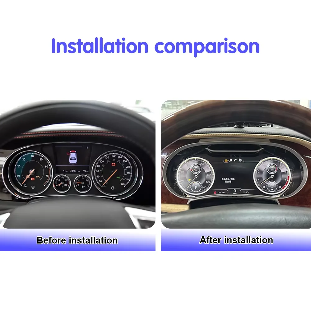 

12.3"LCD Digital Cluster Instrument Panel For Bentley Flying Spur Continental GT 2005-2019 Linux Car Dashboard Screen Speedometr