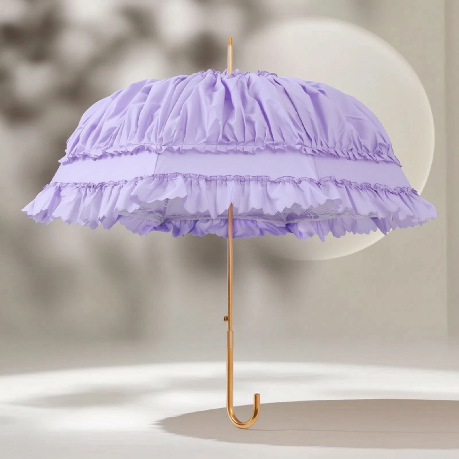 Lace Umbrella Vintage Princess Umbrella Ruffled Sunshade Elegant Decorative for Brides, Weddings, Photoshoots view 5
