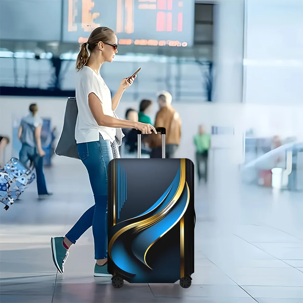 

1PC Gold Fluid Pattern luggage cover for luggage sizes 18-32 inches; dust and elastic travel accessories to effectively prote