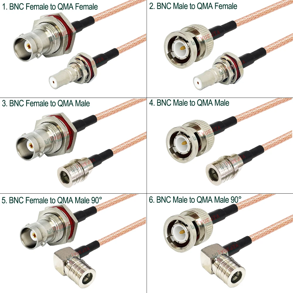 

1Pcs QMA to BNC 50-1.5 RG316 Cable Waterproof BNC Female Jack to QMA Male Plug / Bulkhead Female Jack Connector RF Coaxial Cable